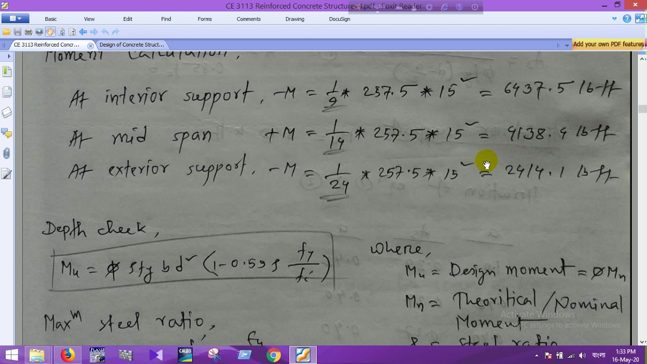 RCC I One way slab design USD Method Part 1
