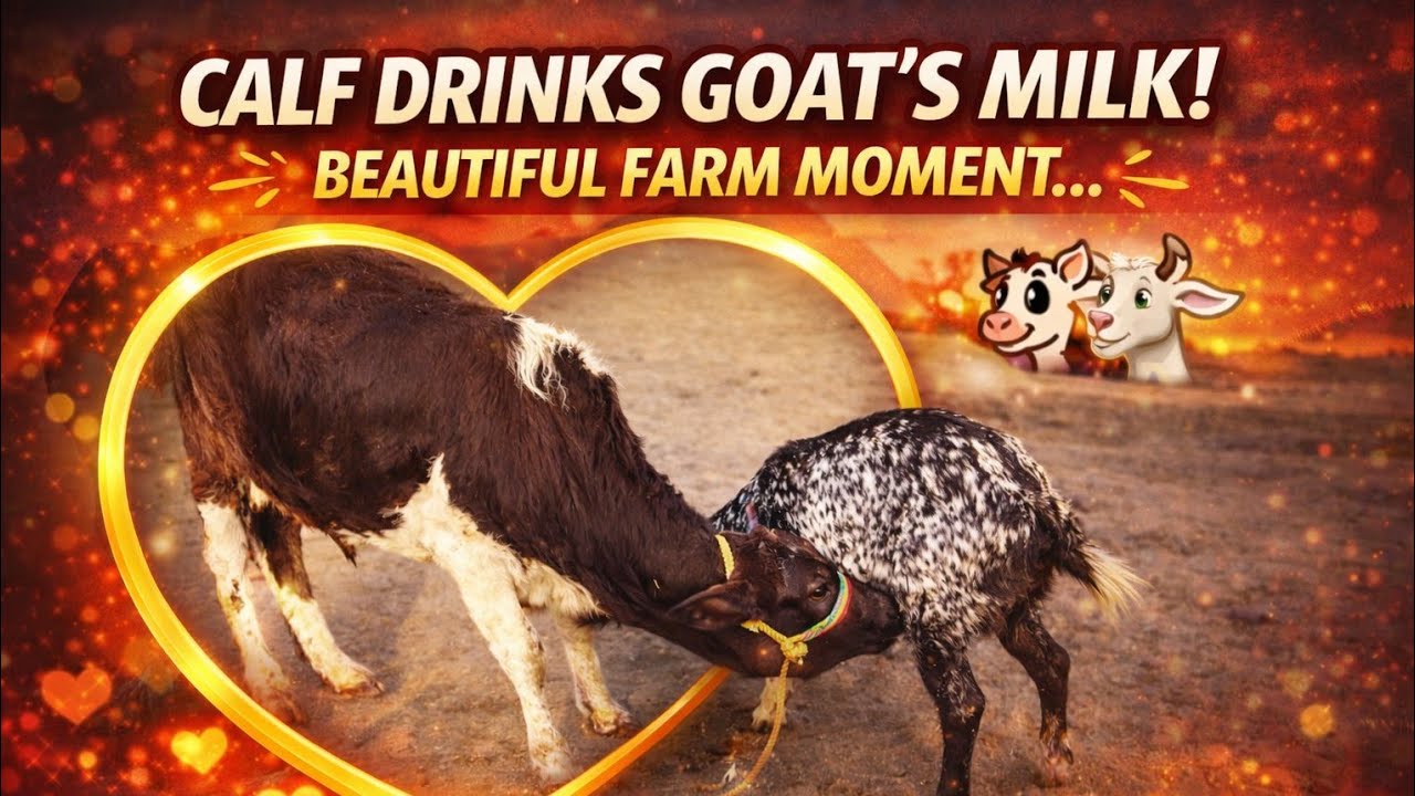 WAIT… A Calf Drinking Goat’s Milk?! 😳. Unbelievable! Calf Feeding From a Goat 🐐. Watch end moment 😜😄