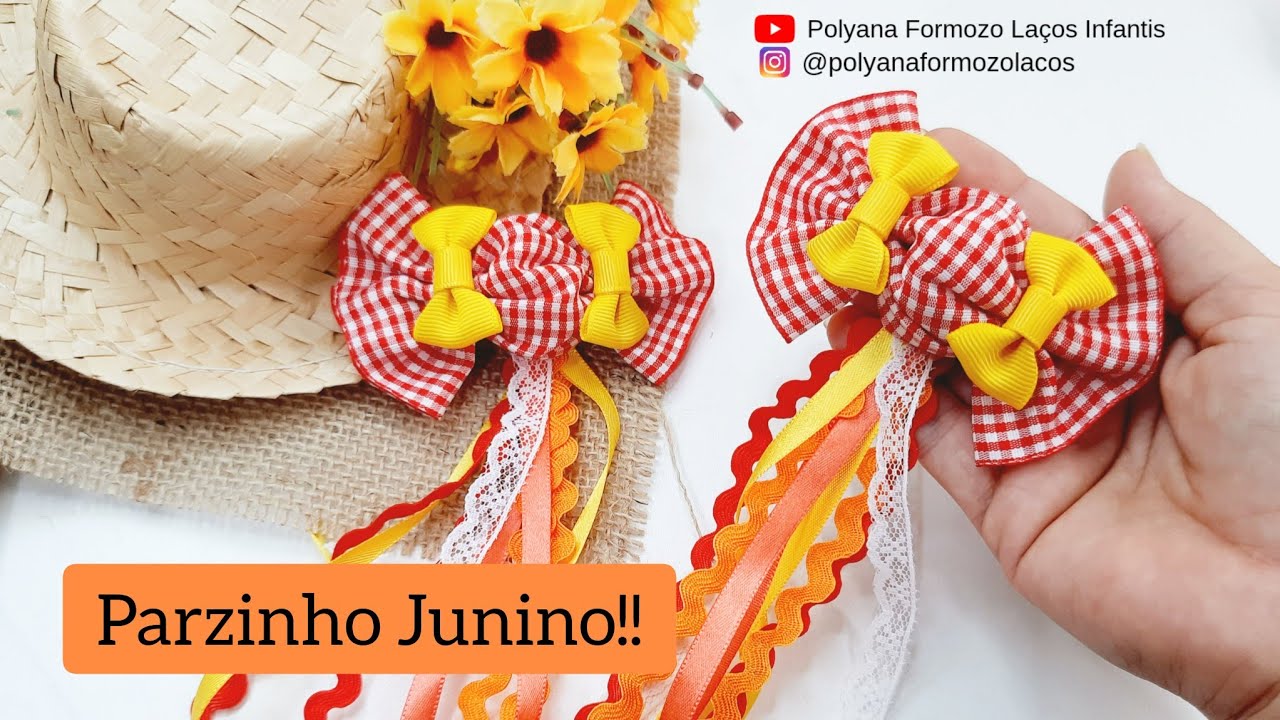 Como Fazer Balinha de Fita Para Parzinho de laço Junino - Inspiração Polyana Formozo #festajunina