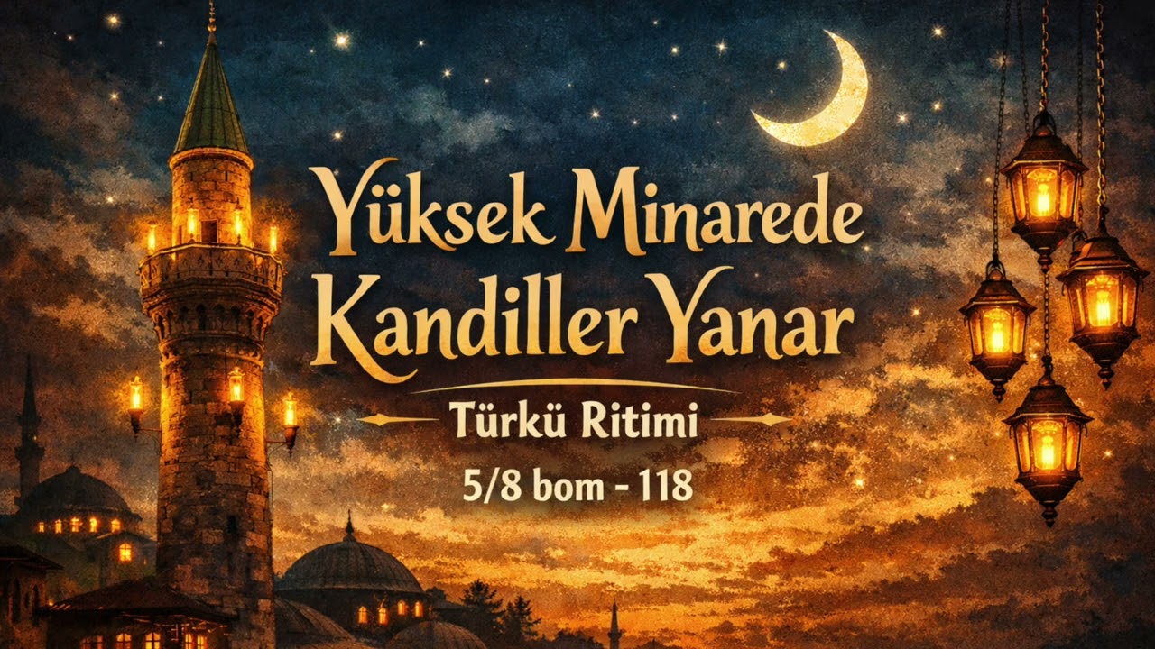 Yüksek Minarede Kandiller Yanar 5:8 Türkü Ritimi – BPM 118 Bendir Tef Canlı Saz Eşlik