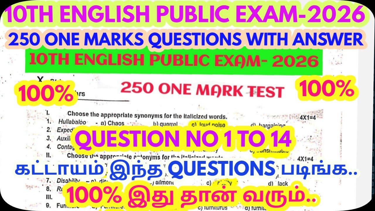 10Th English-Public Exam-2026 - Questions No 1 To 14 -100% Most Expected Questions@GRSUCCESSSTC 