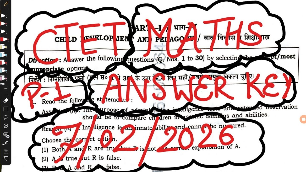CTET ANSWER KEY PRT MATHS