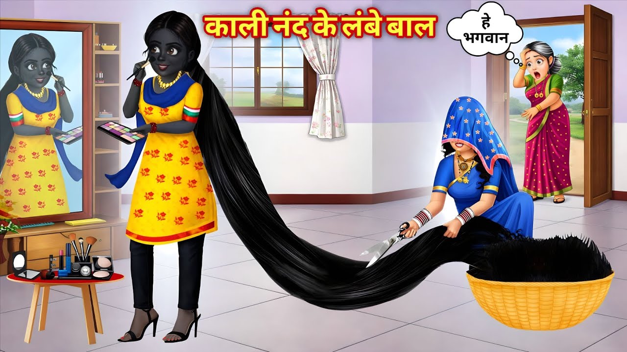 काली नंद के लंबे बाल | Hindi Cartoon Stories | Dark Daughter in law's long hair | Sas Bahoo Ki खटपट.