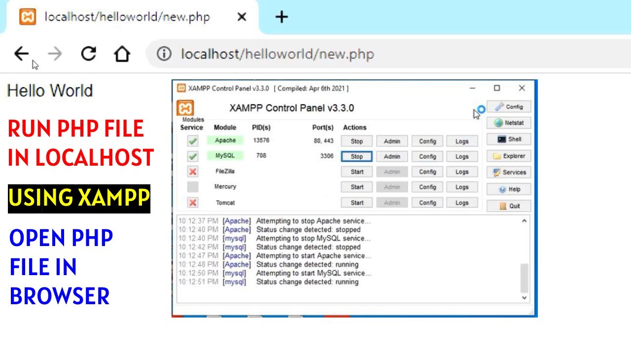 Как запустить PHP-файл на локальном хосте Xampp | как открыть PHP-файл в браузере