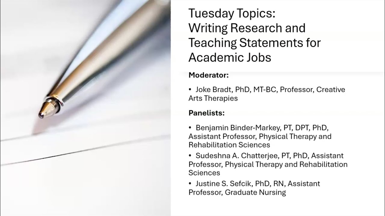 WRITING RESEARCH AND TEACHING STATEMENTS FOR ACADEMIC JOBS