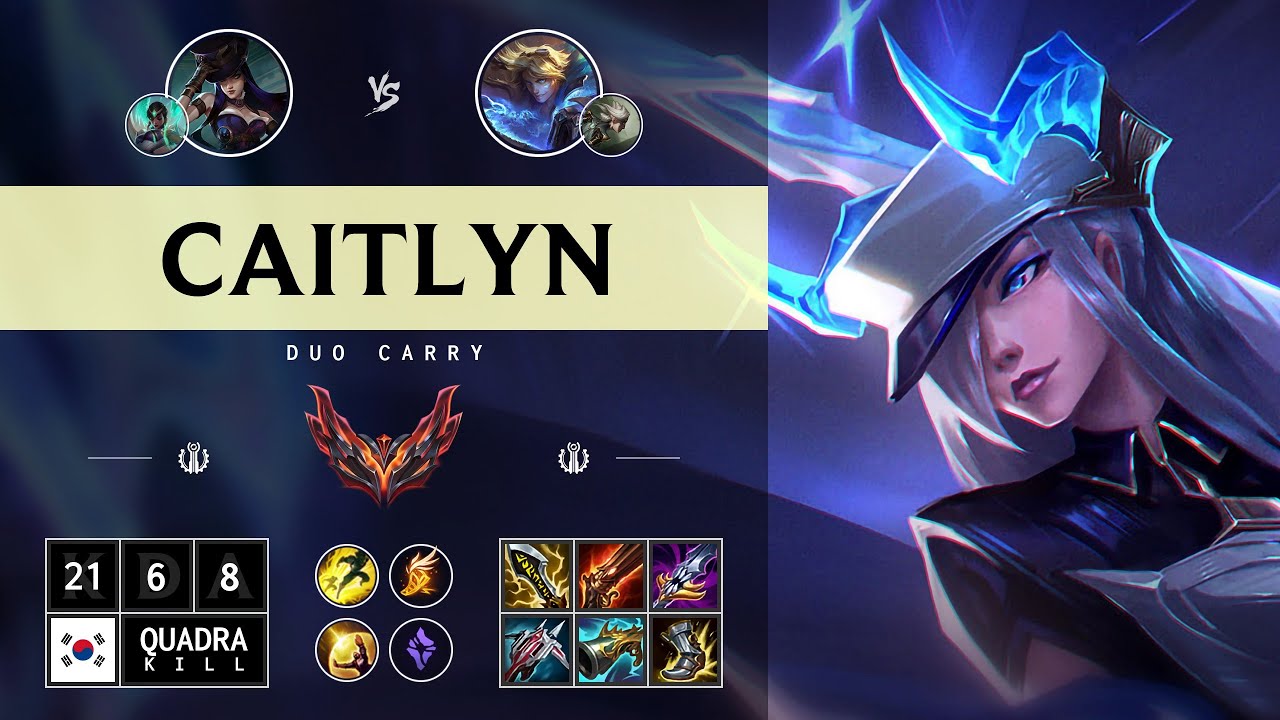 Caitlyn ADC vs Ezreal: Quadra Kill, Legendary - KR Grandmaster Patch 14.15