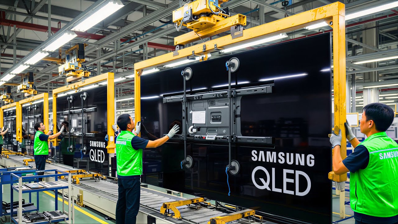Как производится 100-дюймовый QLED-телевизор Samsung — ВНУТРИ завода по производству телевизоров ...