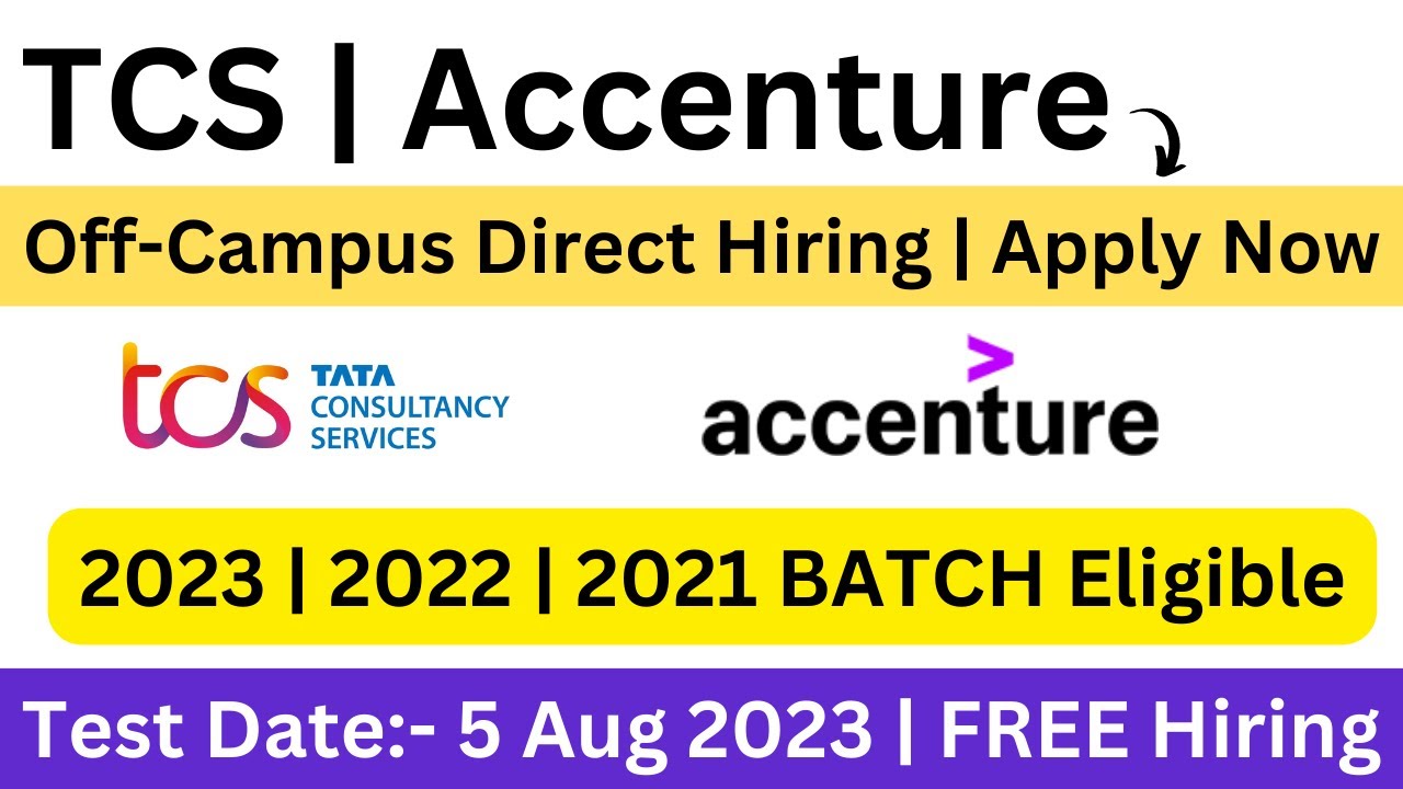 TCS Off-Campus | Free Hiring | 2021 | 2022 | 2023 BATCH | Test Date:- 5 August | No Fees