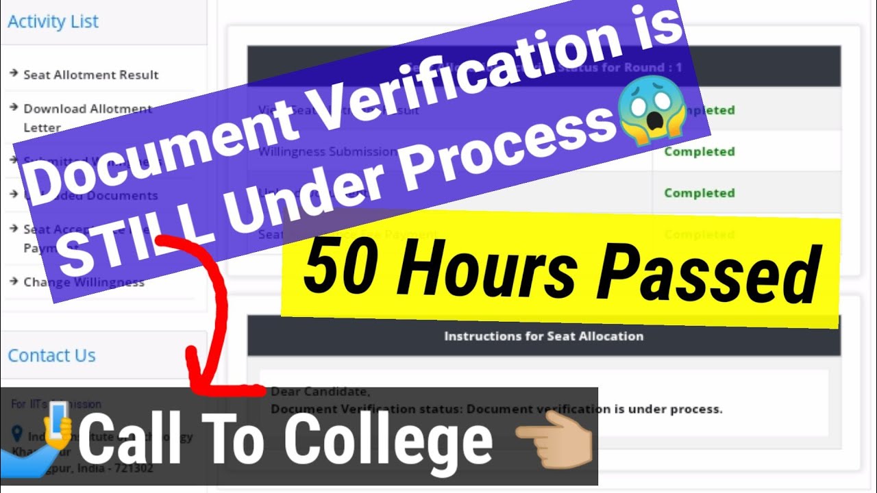 Document Verification is Still Under Process in JOSAA 2021🕵| What to do|| kya kare🙇🙇| #josaa2021