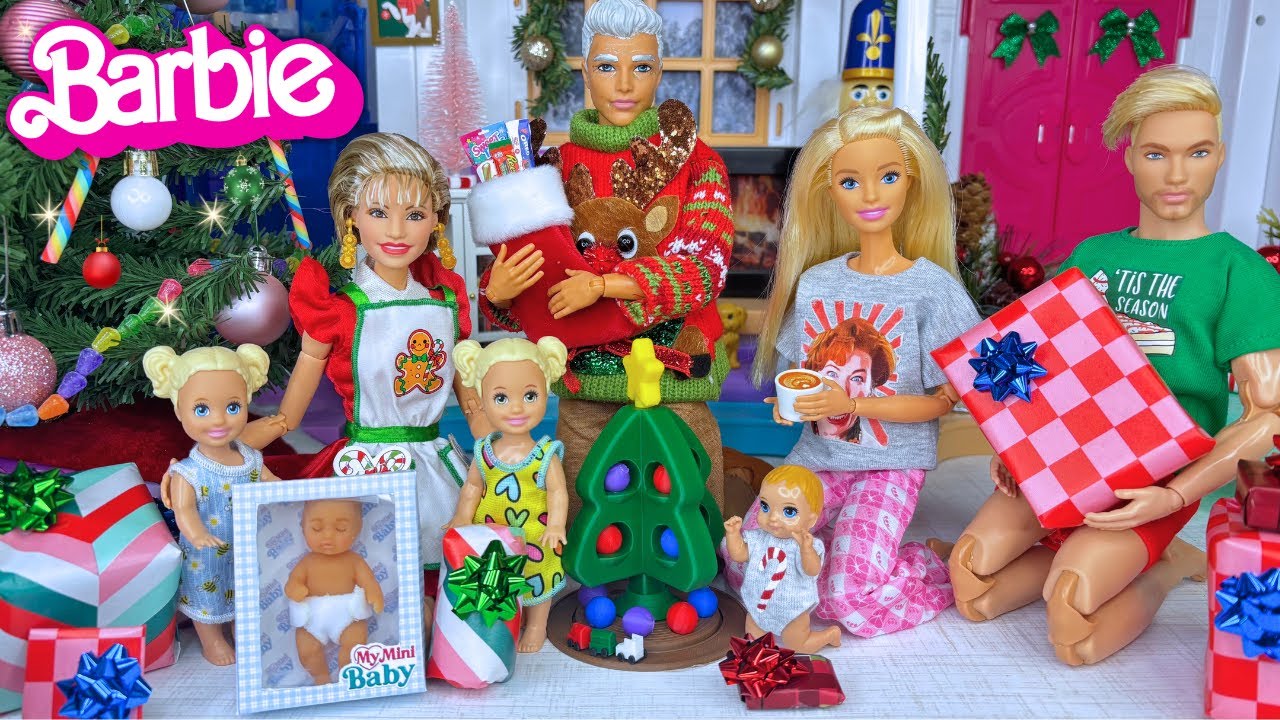 Barbie & Ken Doll Family Christmas Morning with Grandma and Grandpa