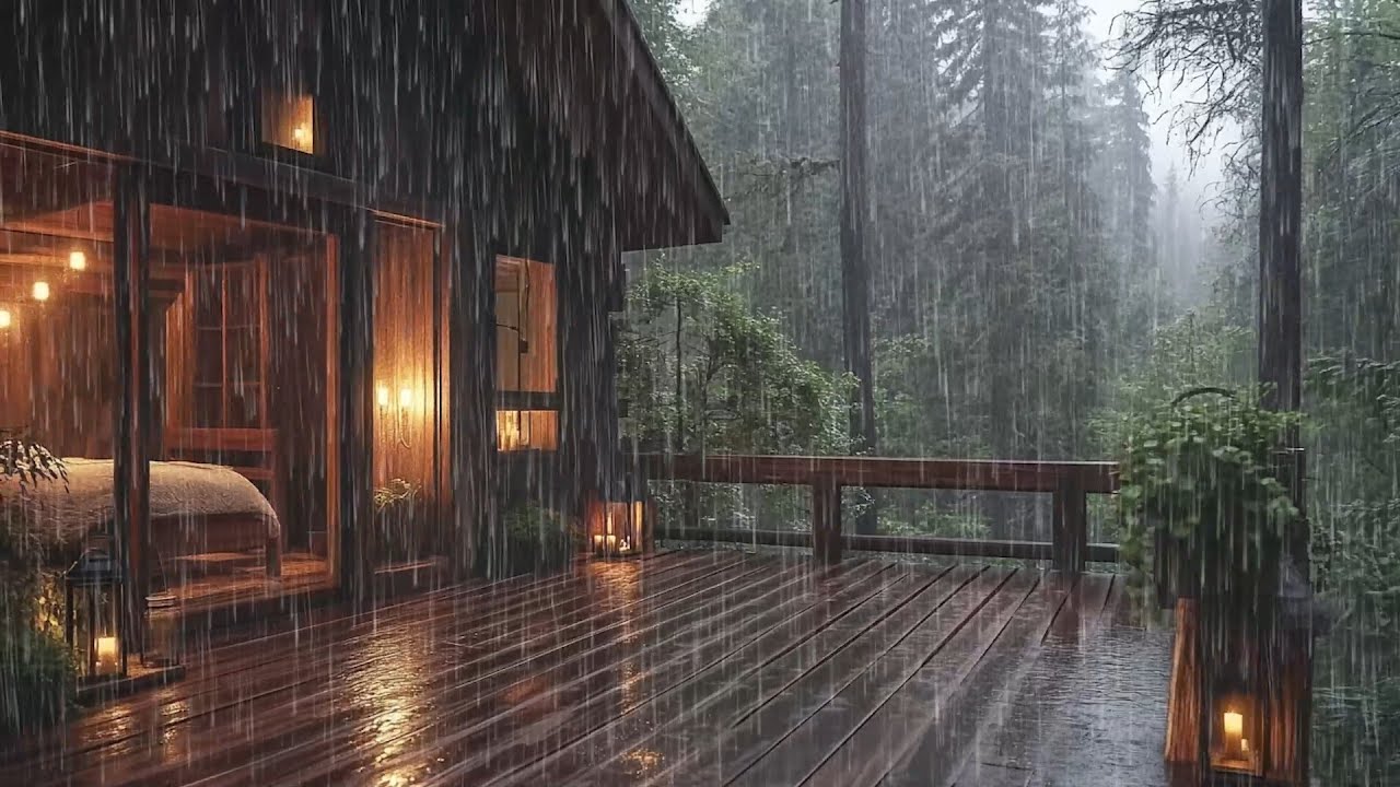 Gentle Forest Rain at a Cozy Cabin 🌲 | Peaceful Sounds for Deep Sleep