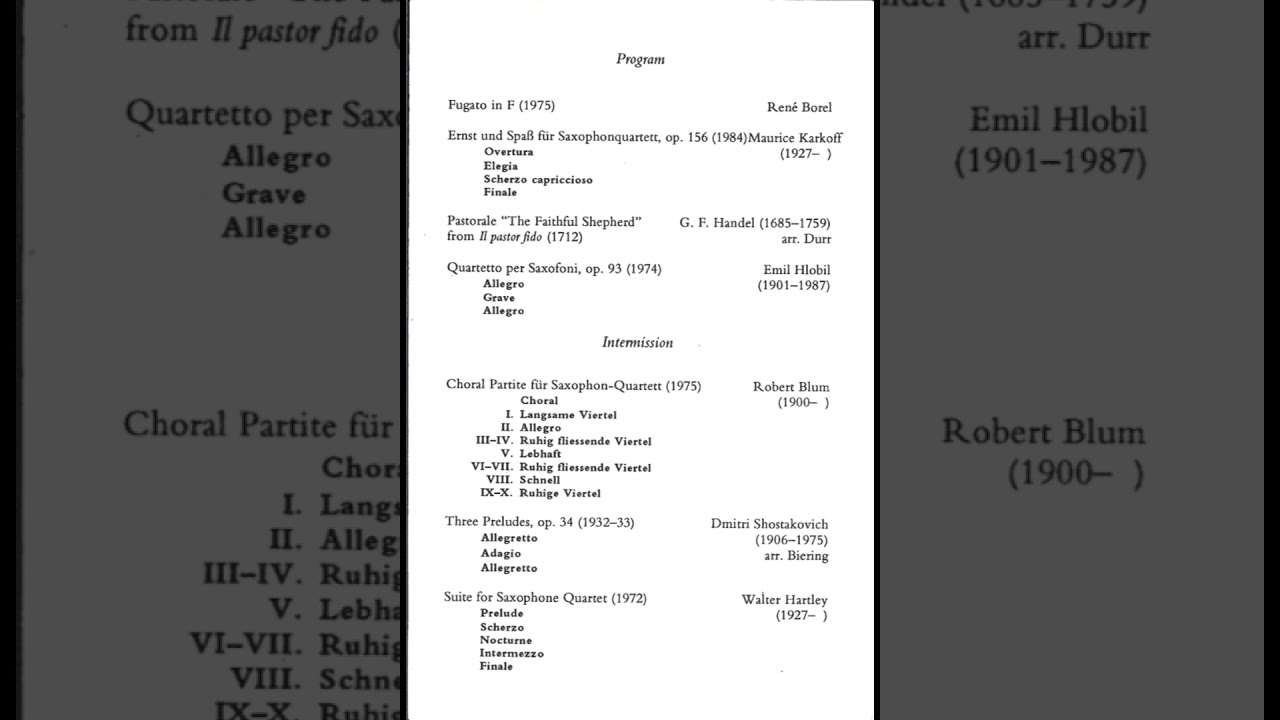 Sigurd M. Rascher 1992 Saxophone Study Week at Yale University feat. The Atlanta Saxophone Quartet.