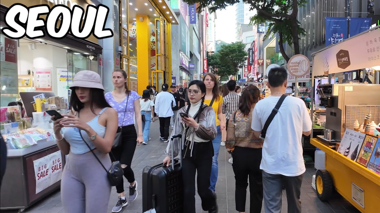 Myeongdong Walking Tour. Seoul City Korea 4k City Tour