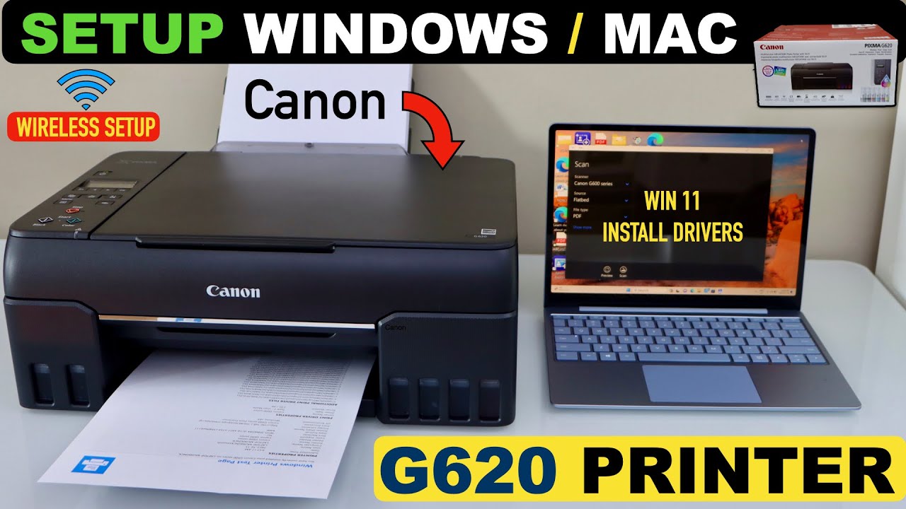 Canon Pixma G620 Setup Windows / Mac : Wireless Setup, Install Drivers, Printing & Scanning Test.