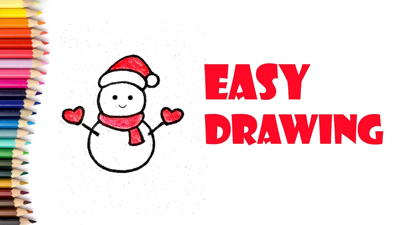 Cute Snowman Coloring Drawing for Kids | Easy Winter Art