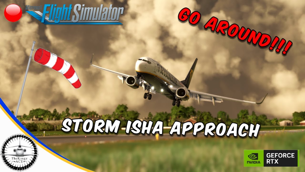 MSFS | STORM ISHA GO AROUND at Jersey| Crosswind landing | PMDG BOEING 737-800