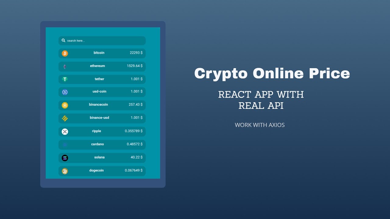 Crypto Currency | Web Application With React Js With Real Api