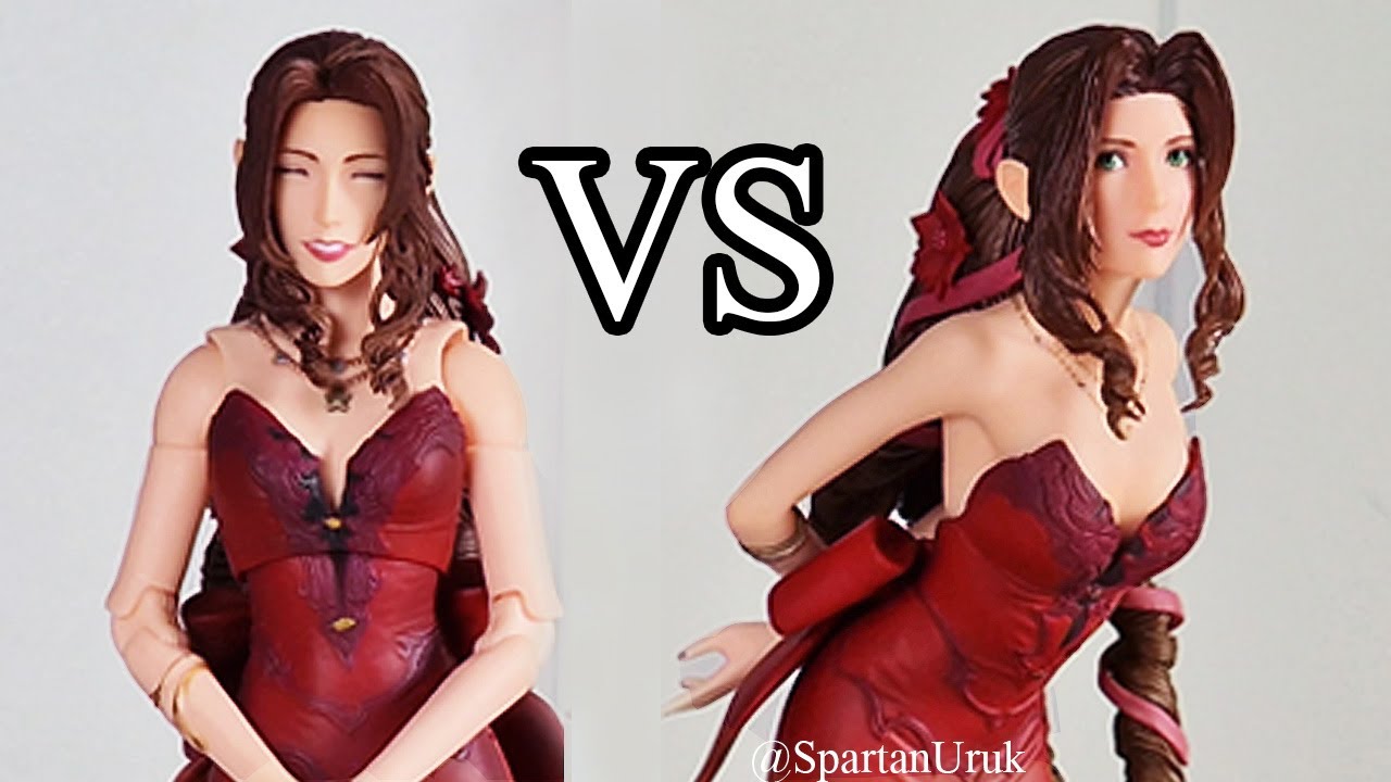 Static Arts vs Play Arts Kai Aerith Red Dress Figure Comparison Review
