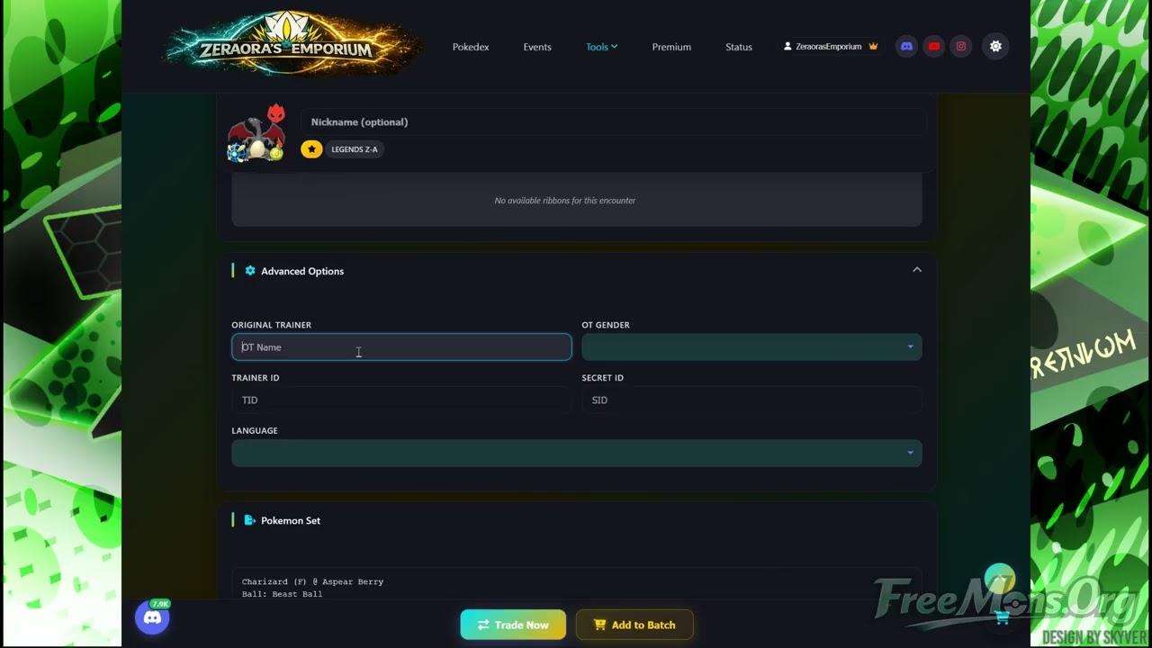 Free Pokémon Trades @ FreeMons.Org - Example Usage