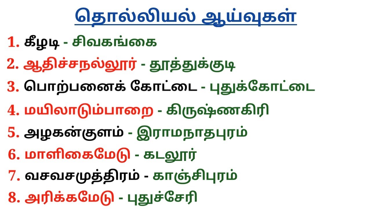 UNIT - 8 | Archaeological discoveries tnpsc | தமிழ்நாடு அகழ்வாராய்ச்சி இடங்கள் | Excavation