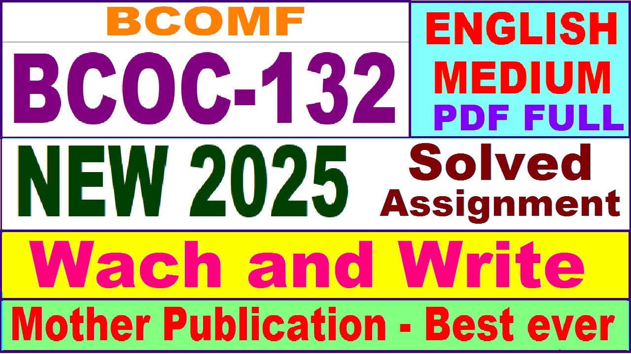 BCOC 132 solved assignment 2025 in English || bcoc 132 solved assignment 2024-25 || ignou bcoc132