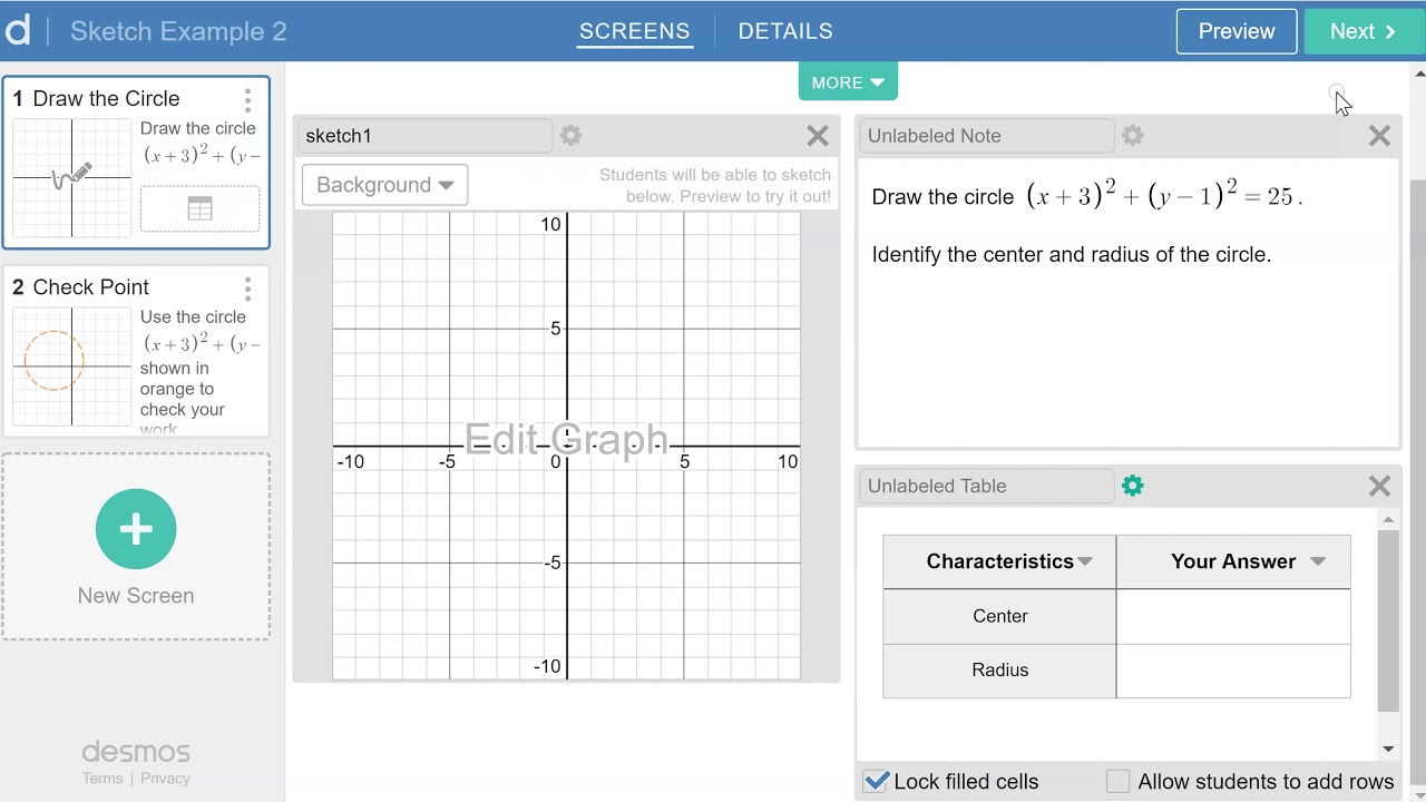 Desmos Sketch Activity Extended with a Table
