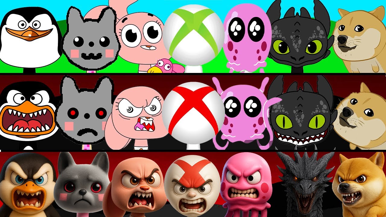 Incredibox Sprunki OC Phase 1 to Phase 3 XBOX, Toothless, Jellyfish, Henry Stickmin, DoodleBob, Doge
