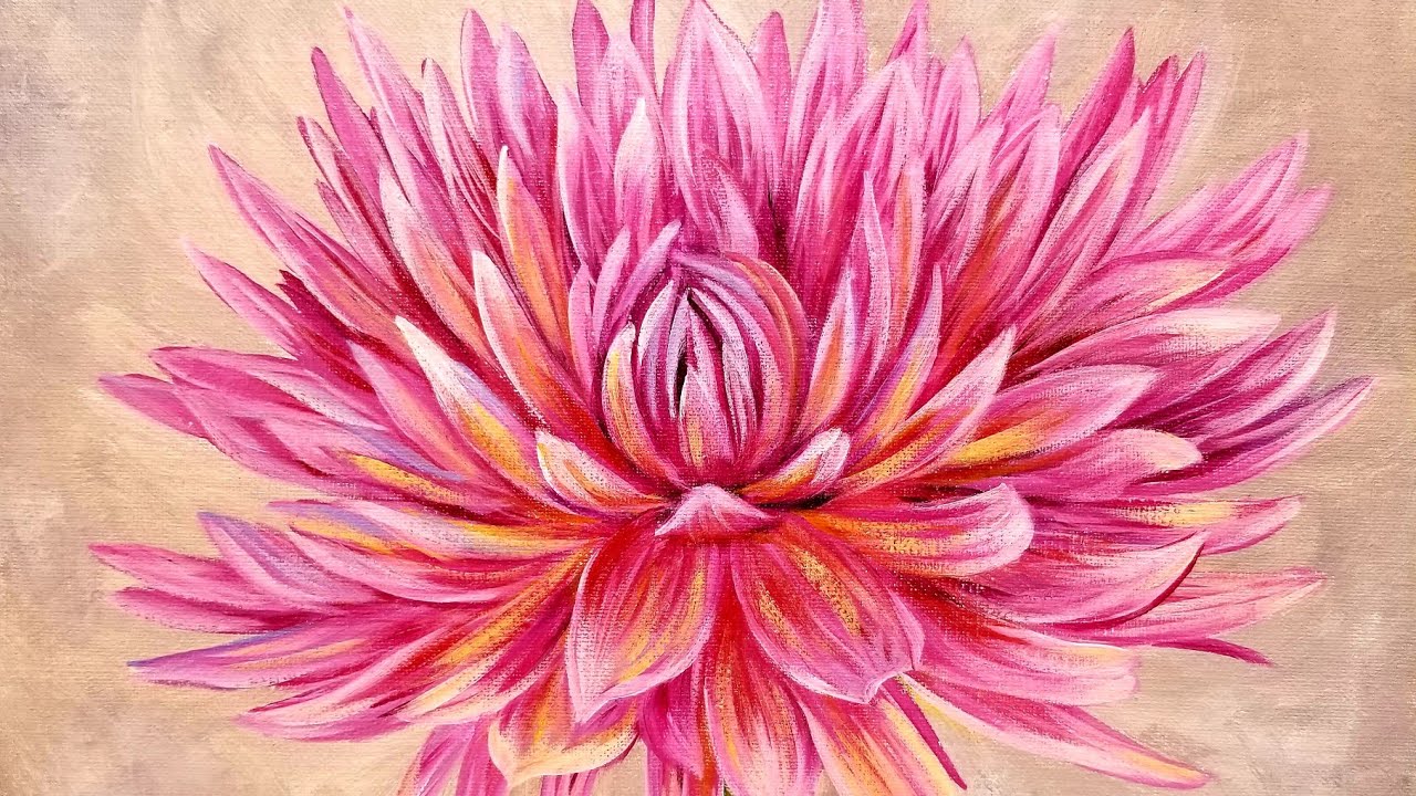 Dahlia Acrylic Painting - Large Flower Series LIVE Instruction