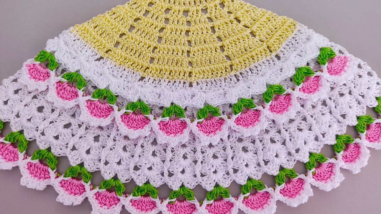 saía de crochê para boneca em pano de prato (passo a passo)