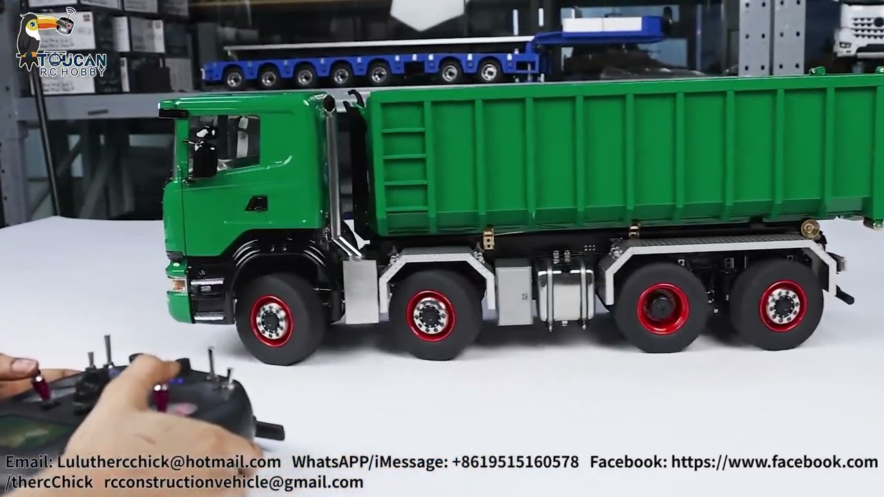 INSANE 1/14 8X8 Green RC Roll-Off Dump Truck REVIEW!!! @The RC Chick