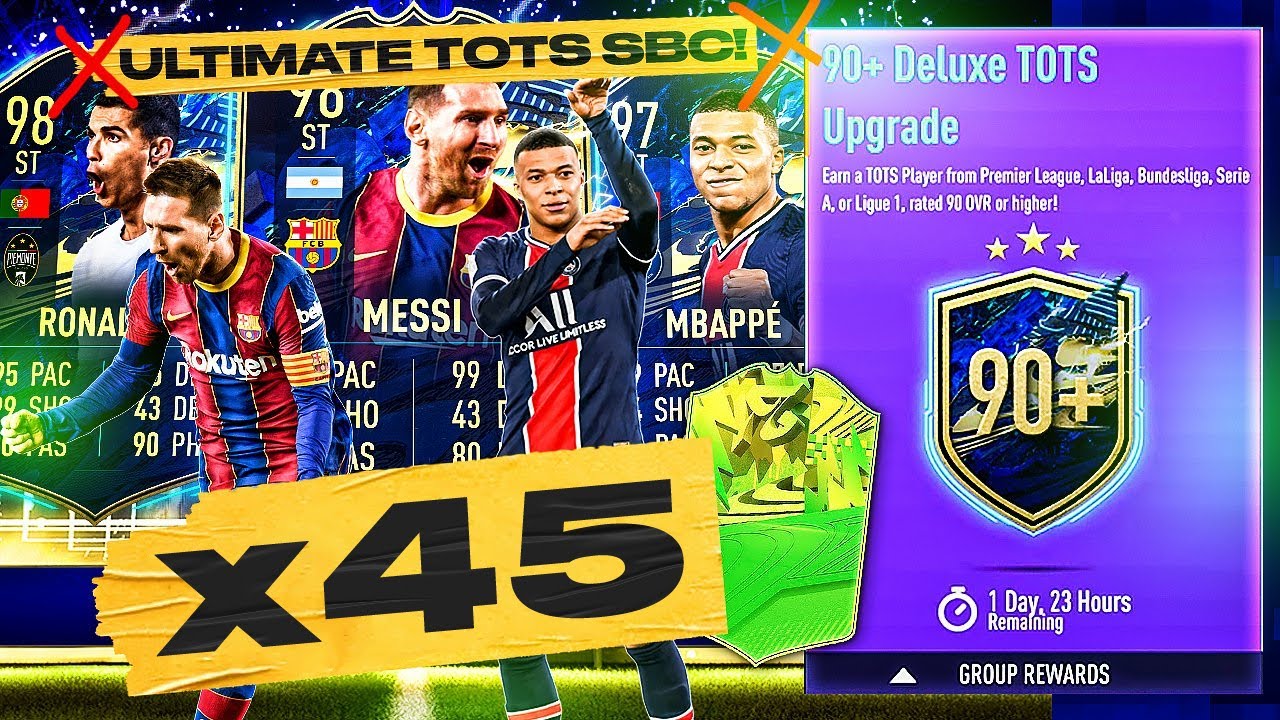 What do you get from 45 Guaranteed 90+ Ultimate TOTS Deluxe Packs?
