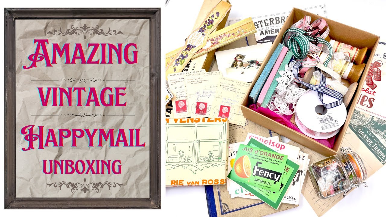 AMAZING VINTAGE- ANTIQUE HAPPYMAIL UNBOXING #happymail #craftsupplies #vintage #junkjournalideas