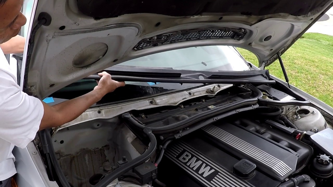how to replace a windshield cowl cover on E46 2002 BMW 325i (DIY1)