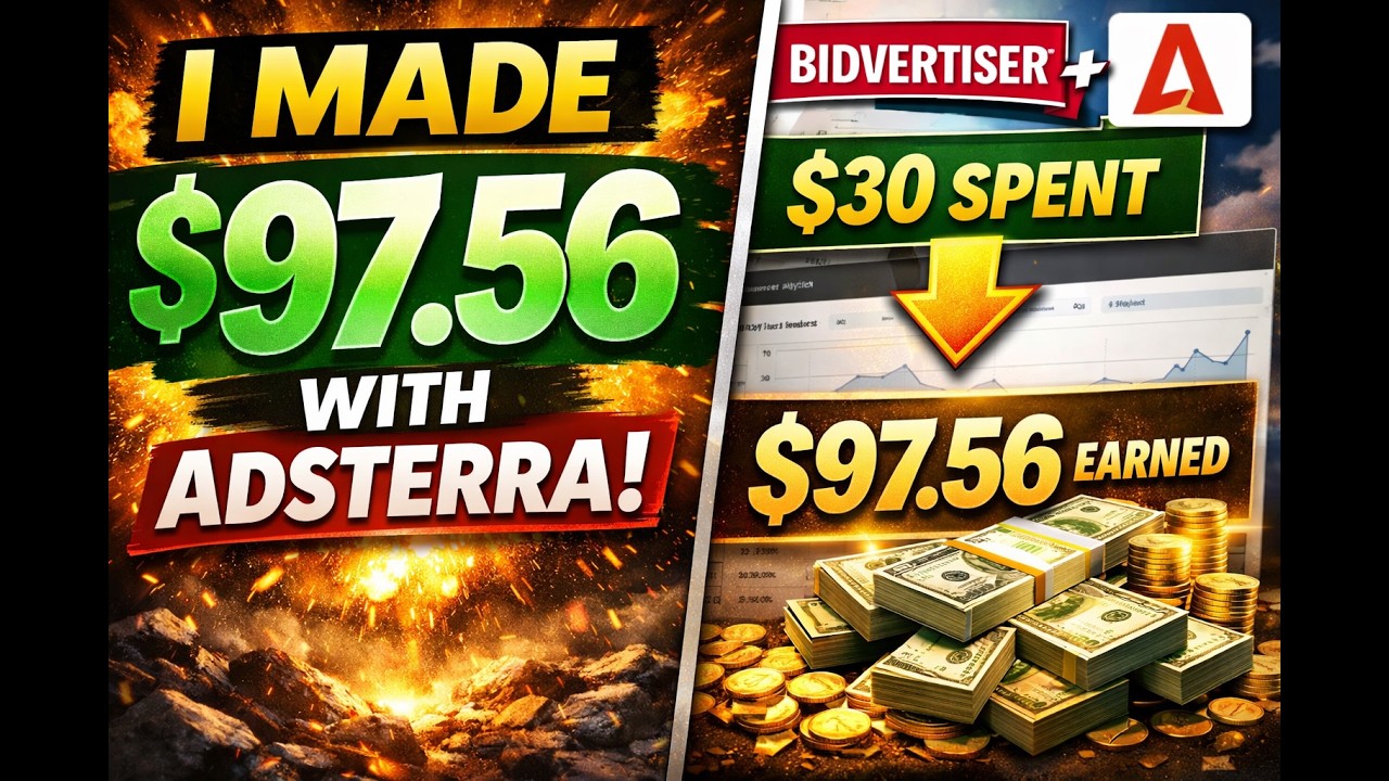 🔥 I Made $97.56 Adsterra Earnings friom Bidvertiser traffic arbitrage campaign of $30
