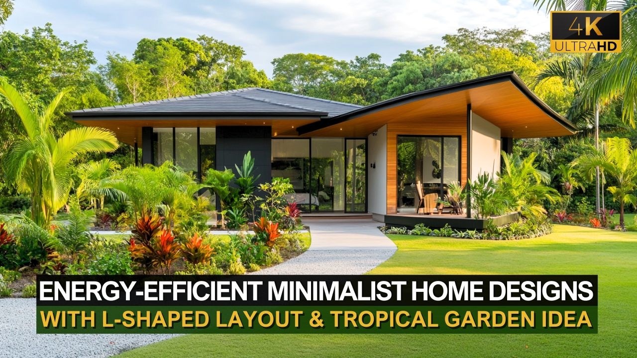 Energy Efficient Minimalist Home with L Shaped Layout & Tropical Garden