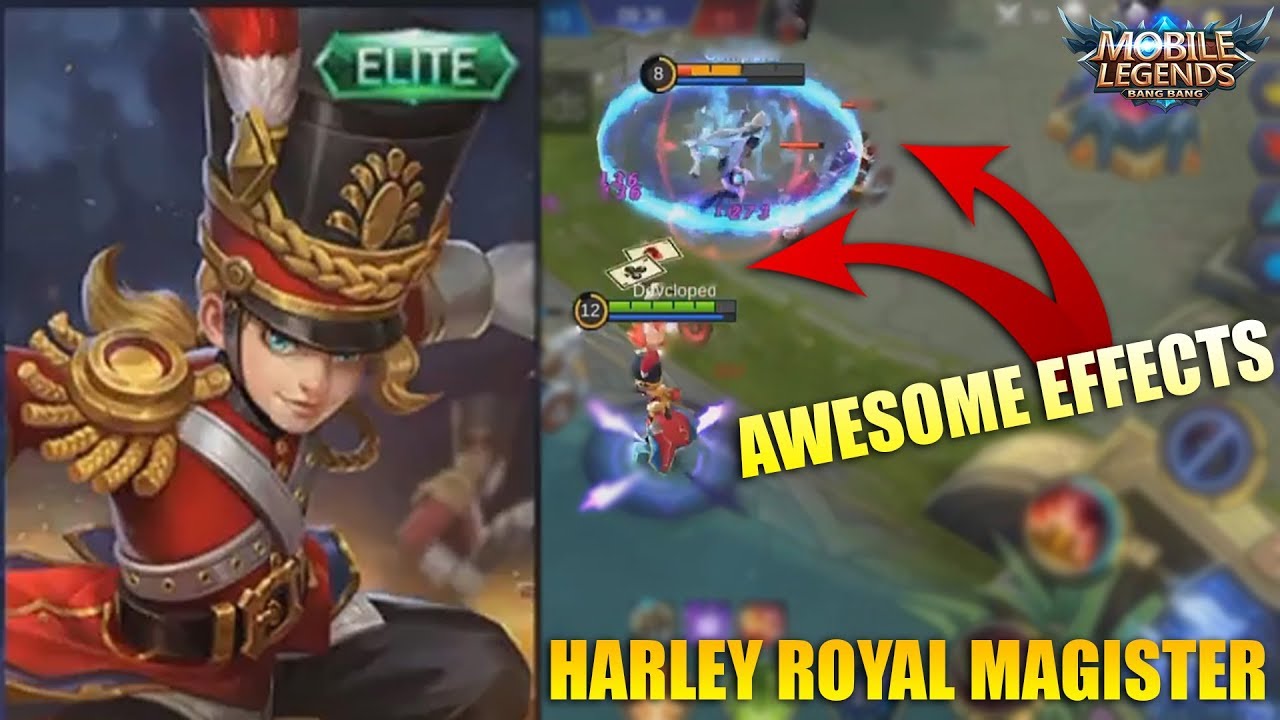 AWESOME SKILLS EFFECTS ROYAL MAGISTER HARLEY SKIN Gameplay and Review - Mobile Legends