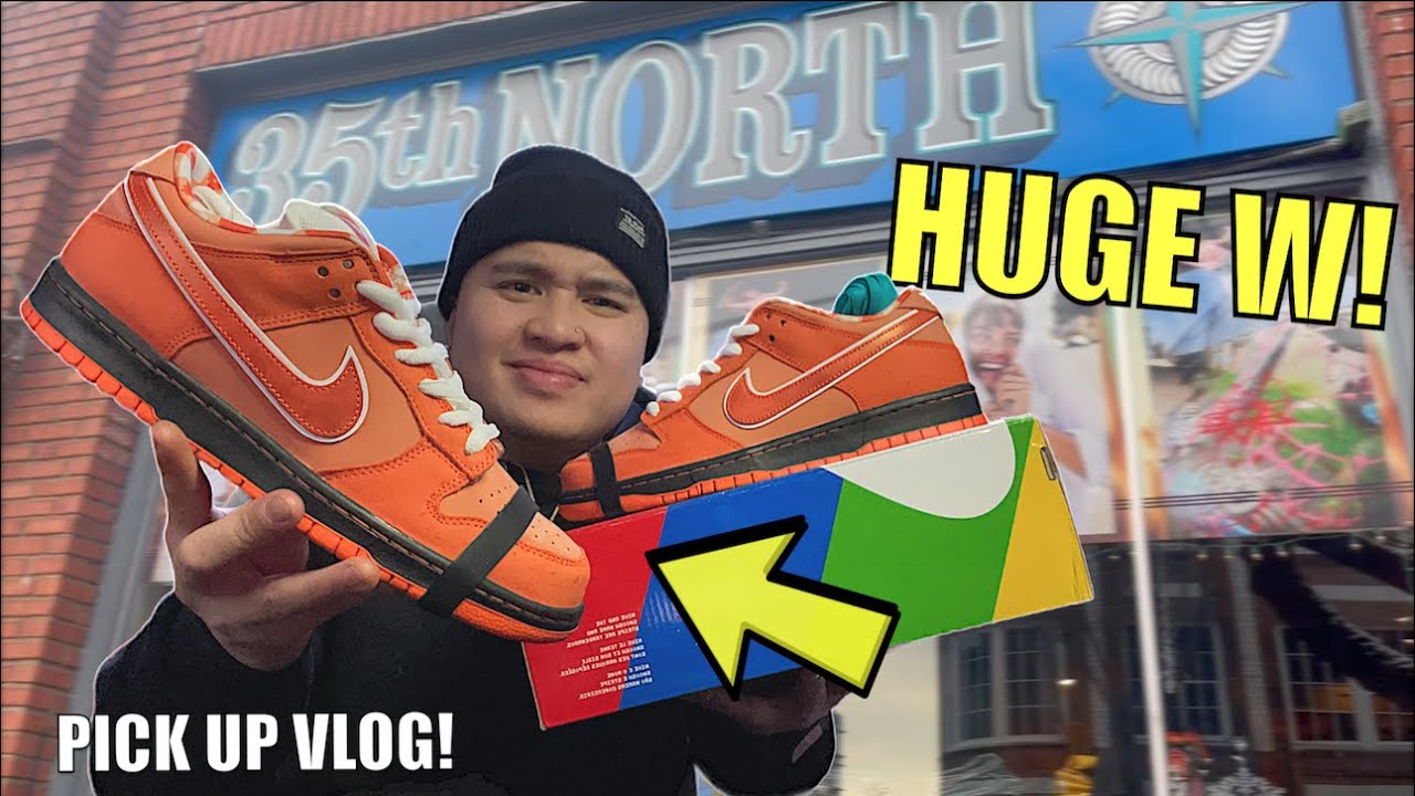 SKATE SHOP W! PICKING UP ORANGE LOBSTER NIKE SB DUNK LOW!