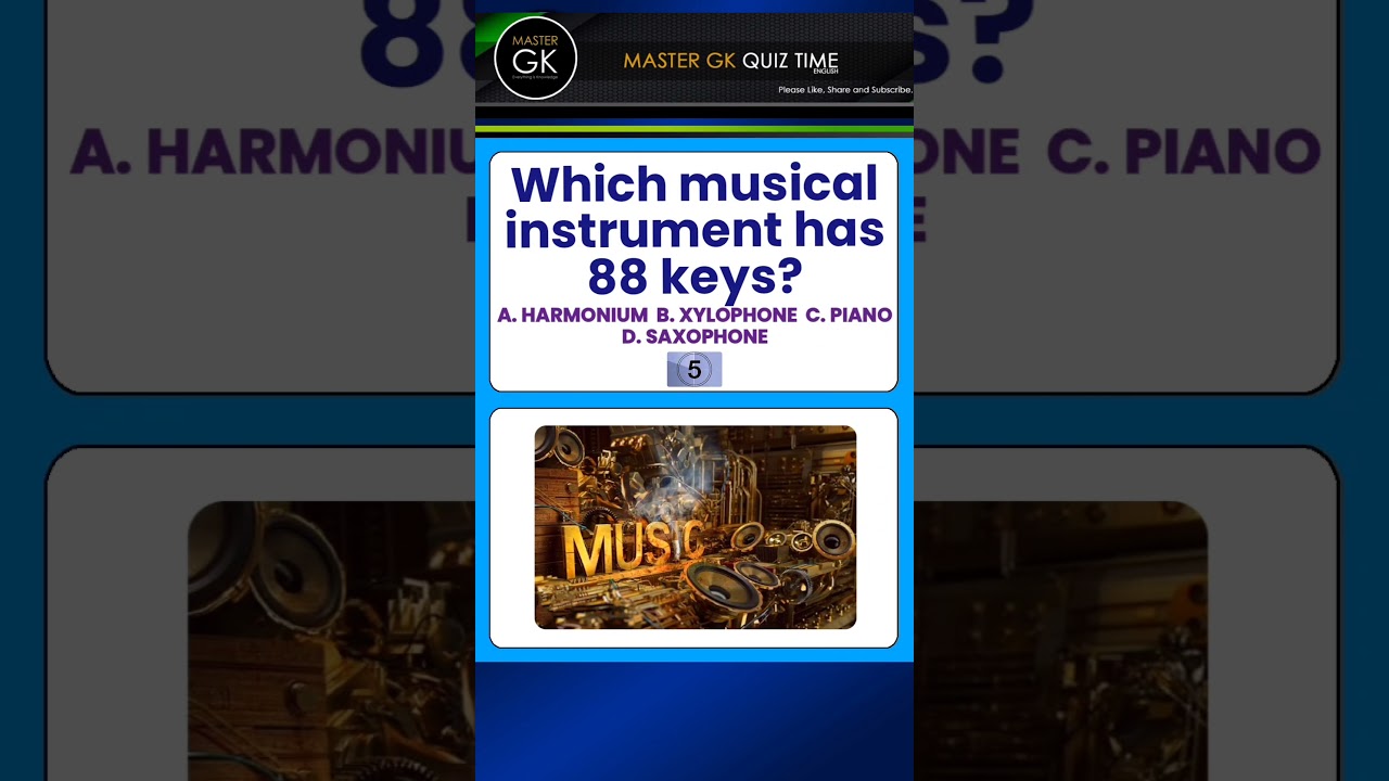 GK QUIZ Questions. Which musical instrument has 88 keys? GK QUIZ Master GK QUIZ Questions Answers GK