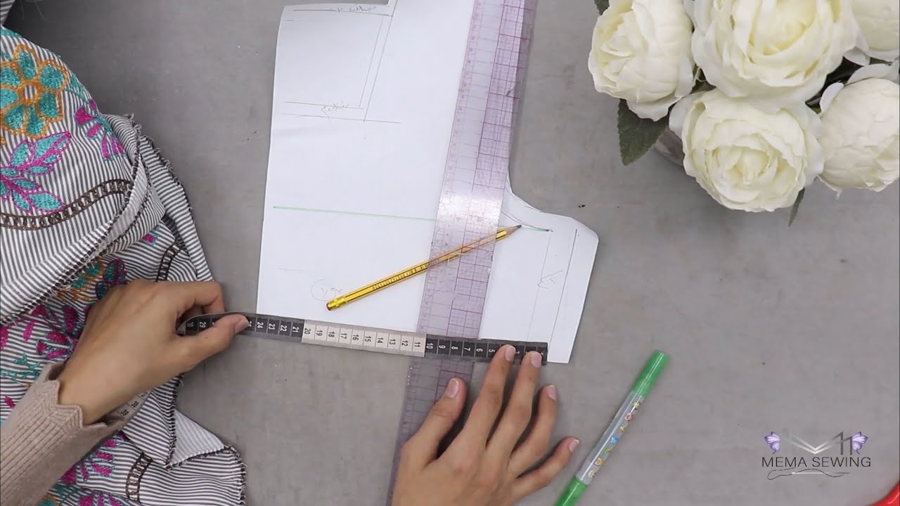 فستان رمضان 2024 للمبتدئات التفصيل والقص (شرح بالتفصيل)  ‏| Mema Sewing ♡