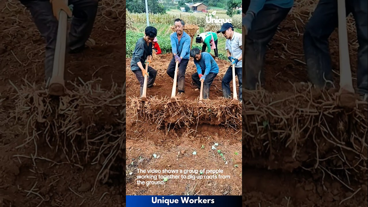 Harvesting roots - The workers do their job perfectly || 