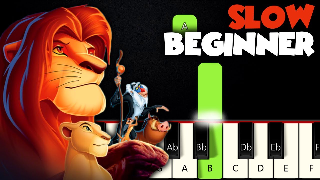 Can You Feel The Love Tonight - The Lion King | SLOW BEGINNER PIANO TUTORIAL + SHEET MUSIC