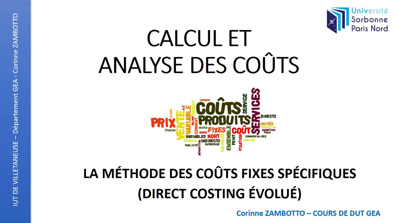 Cours calcul de coûts - Méthode des coûts fixes spécifiques