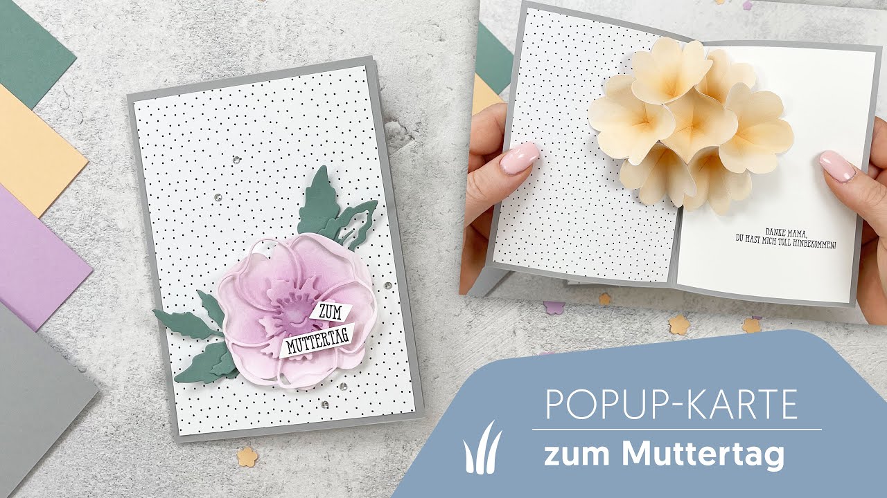 🌼 Popup Karte zum Muttertag | Mohnblüten von Stampin’ Up! | Video Hop Team Stempelwiese