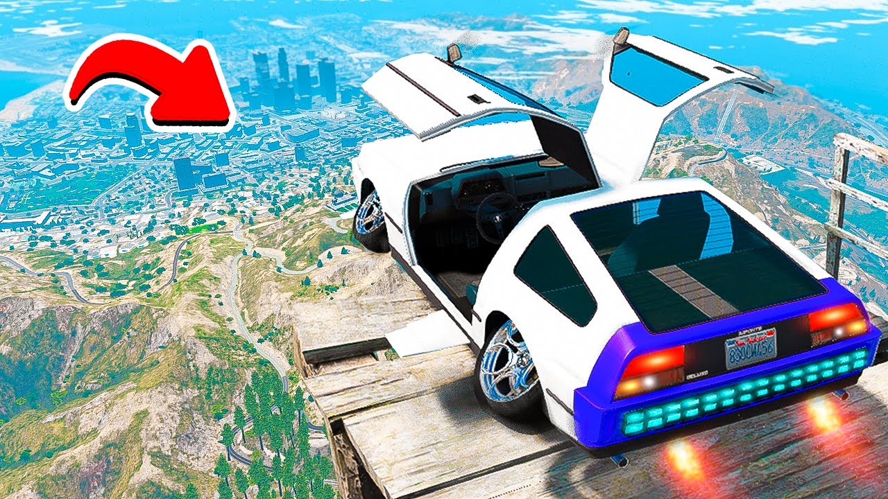 СБРОСИЛ ДЕЛОРИАН НАЗАД В БУДУЩЕЕ С ОБРЫВА В ГТА 5 МОДЫ! ЭКСПЕРИМЕНТЫ В GTA 5 ВИДЕО MODS
