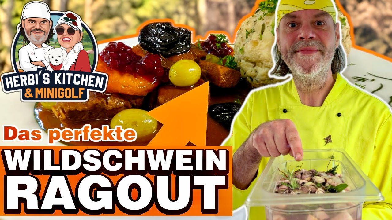 Gebeiztes Wildschweinragout Rezept: Wildpfeffer mit Brezenknödel – wie aus der Jagdhütte serviert! 🦌