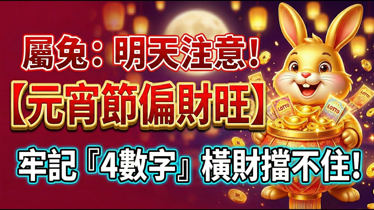 生肖兔必看！明天3月3號正月十五「元宵節」，你的偏財旺，多用這『4個數字』，讓你橫財擋不住！#屬兔2026運勢 #元宵節 #2026生肖兔運勢 #偏財 #幸運數字 #招財數字 #財運 #正月十五