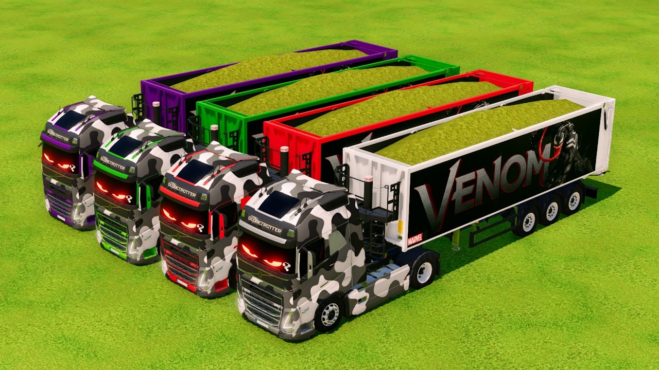 Transporting Colorful Rainbow Trailer Trucks - Farming Simulator 22 #46