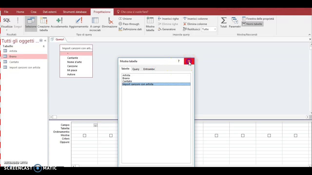 Import in Access da Excel più query di accodamento