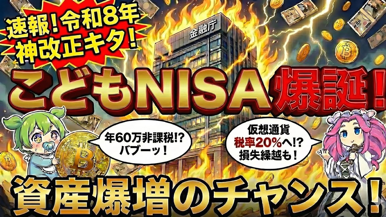 【こどもNISA爆誕】令和8年度税制改正大綱！NISA・iDeCo・仮想通貨はどうなる！？金融庁の主要項目を徹底解説【投資家必見】
