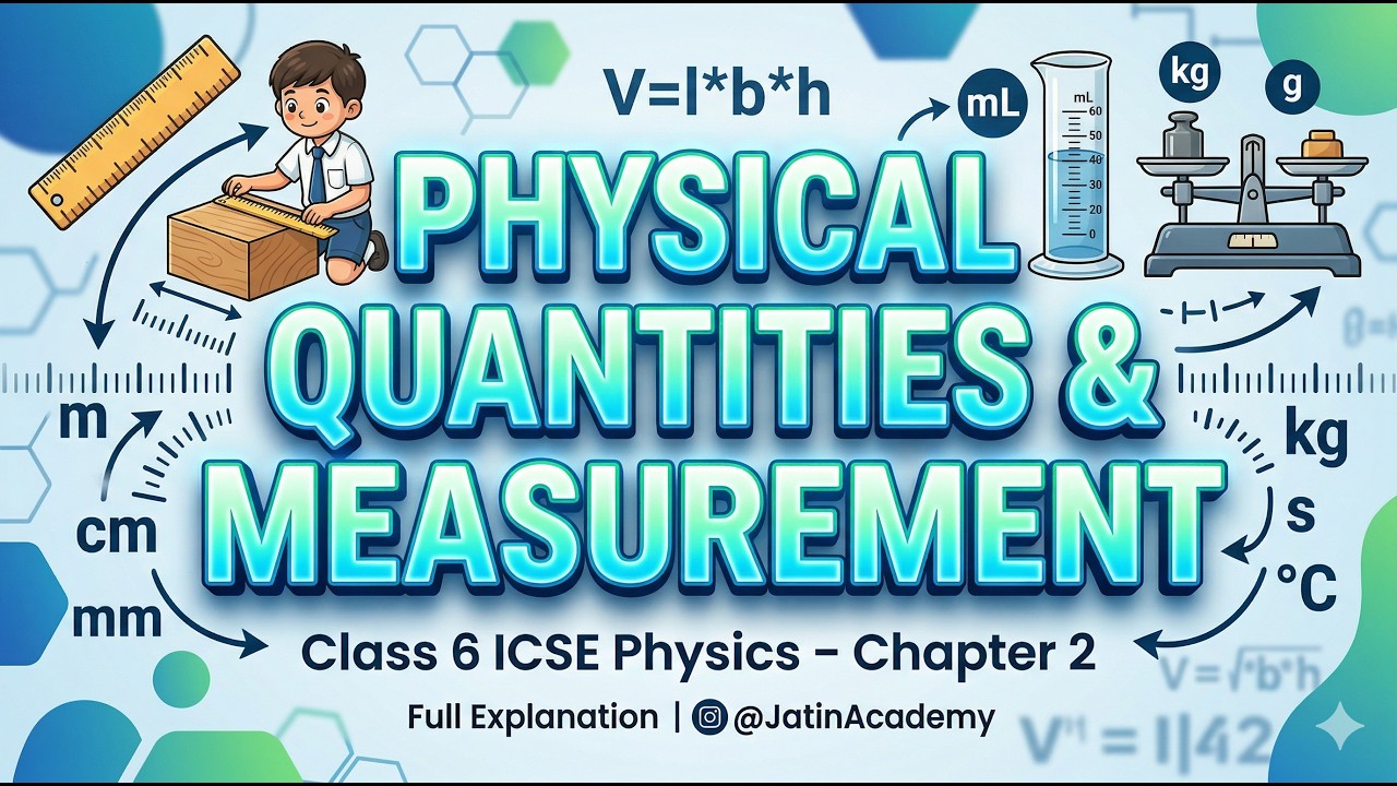 Physical Quantities and measurement class 6 icse chapter 2 Physics @jatinacademy